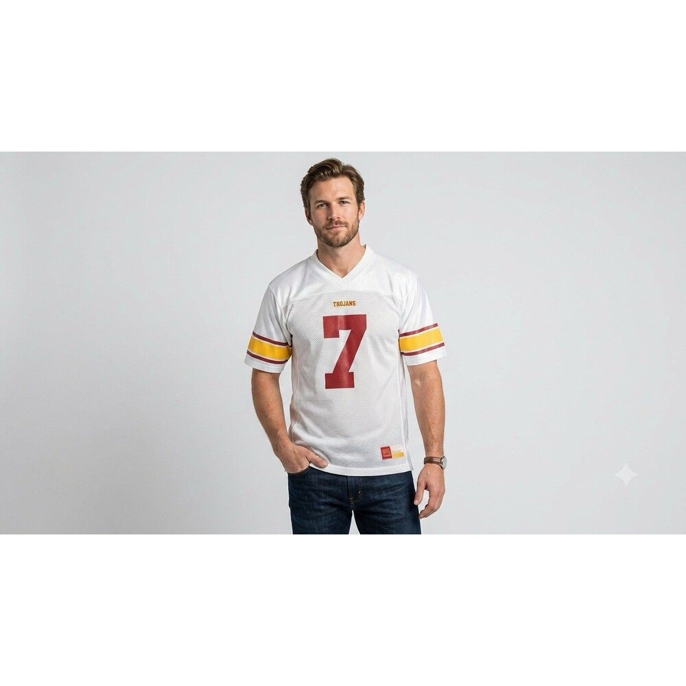 USC Trojans Football Jersey #7 White Mesh Legends V-Neck Men's Size XL NWOT